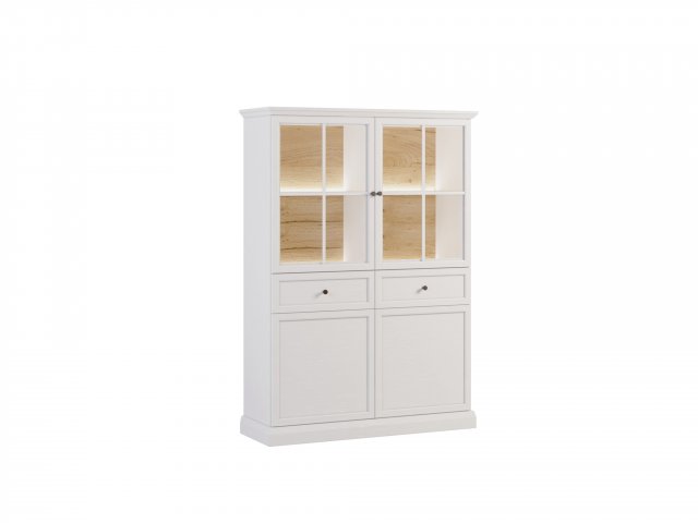 Lucca- W4D2S Glass-fronted cabinet with lighting,with 4 doors and 2 drawers