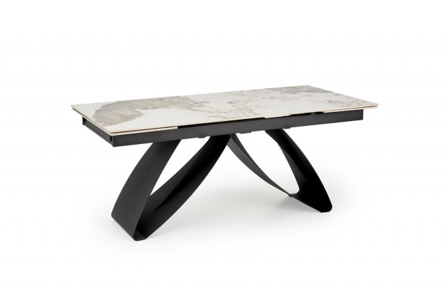 HILARIO Extendable table white marble / black