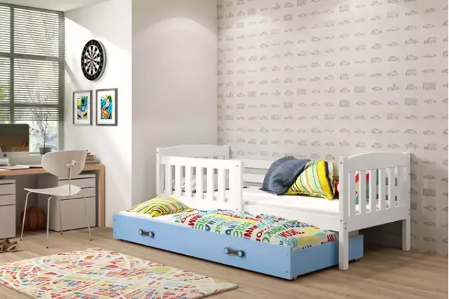 Cubus 2 Bed with two mattresses 200x90 white/blue