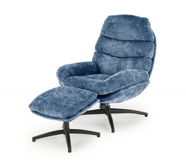 DARIO Lounge chair with footrest ( Blue )