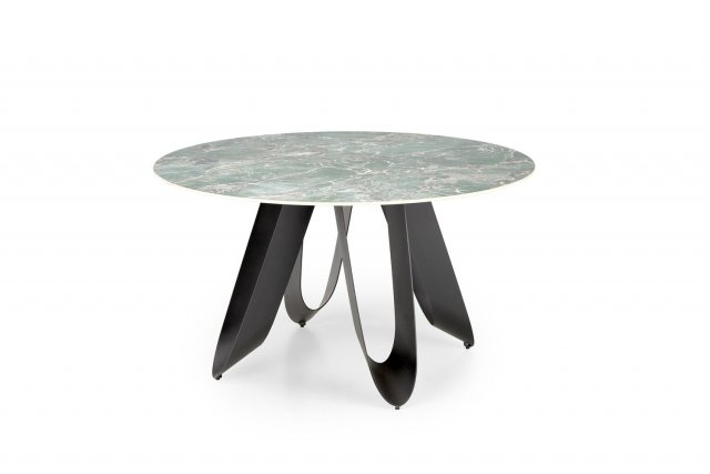 GIOVANI Round table green marble / black