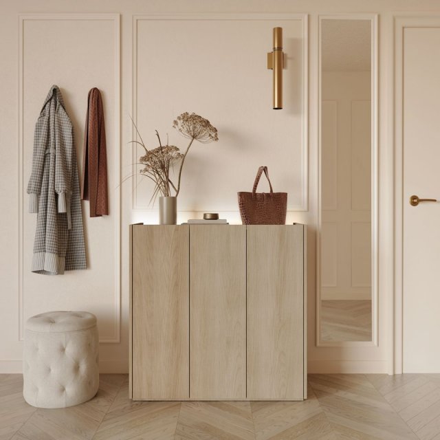 EASY EA-03 Chest 3d with lighting - oak scandi/white gloss