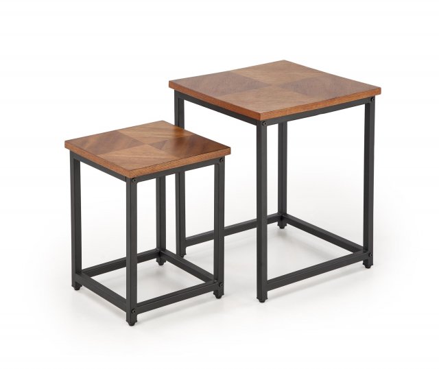 ELZA set of 2 coffee tables, walnut/black