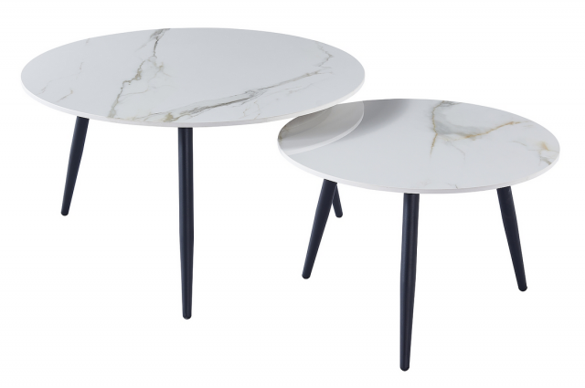 KORA- D Set of two coffee tables white lacquer/black matte