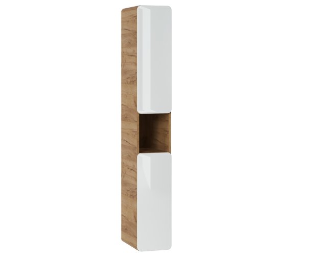 Abura White/Oak Craft 805 Badmöbel Hochschrank 2D 25CM 