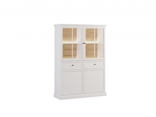 Lucca- W4D2S Glass-fronted cabinet with lighting,with 4 doors and 2 drawers