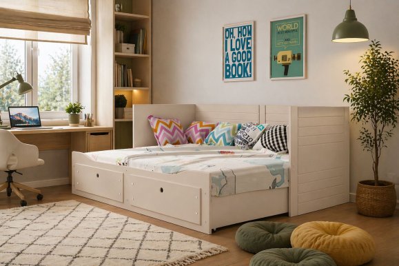 Tagesbett Divvietīga bērnu gulta ar diviem matračiem 200x80/160cm,kašmirs