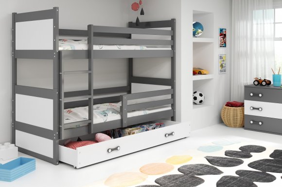 Riko II 190x80 Bunk bed with two mattresses Graphite/Pink