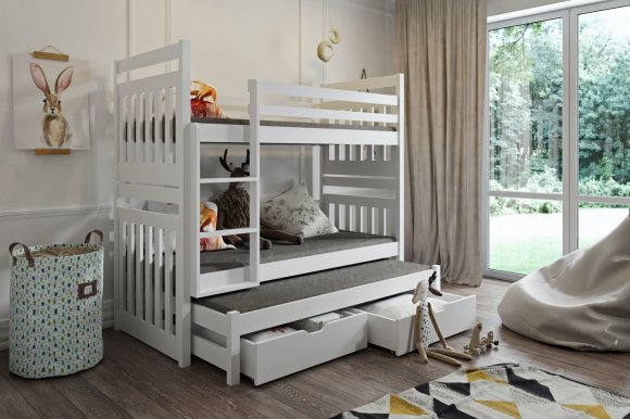 SAMBOR 3 Triple bunk bed with mattress white