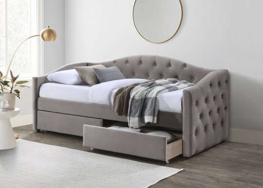 22013 Bett mit Schubladen (beige)