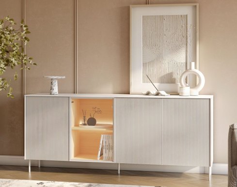 LIBA LB-04 Kumode ar apgaismojumu,Ozols vicenza/Balts zīds