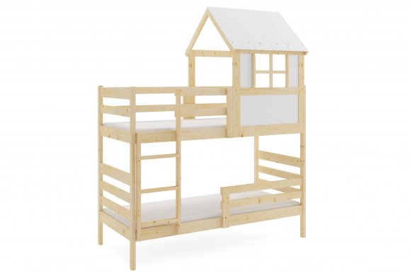 E-House Etagenbett Hochbett 190x90 mit 2 Matratzen,Kiefer