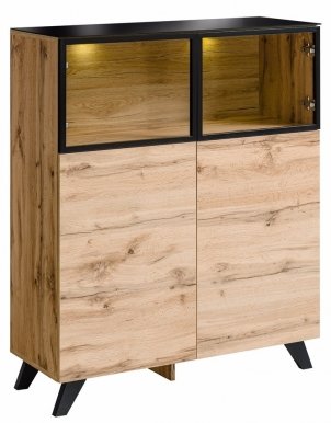 Thin 27 WT TH WSN Glass-fronted cabinet Oak wotan/black