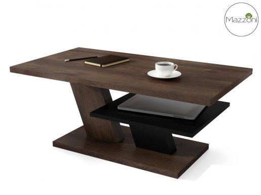 CLIFF law Kafijas galdiņš ar plauktu,brūns ozols/melns