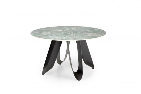 GIOVANI Round table green marble / black