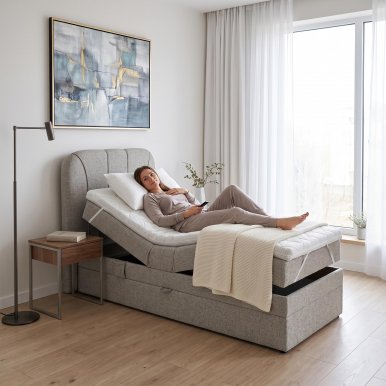 Kingly Box springs 90x200+Top H8 Boxspringbett Kopf- und Fussteil elektromotorisch verstellbar,inklusive Matratze