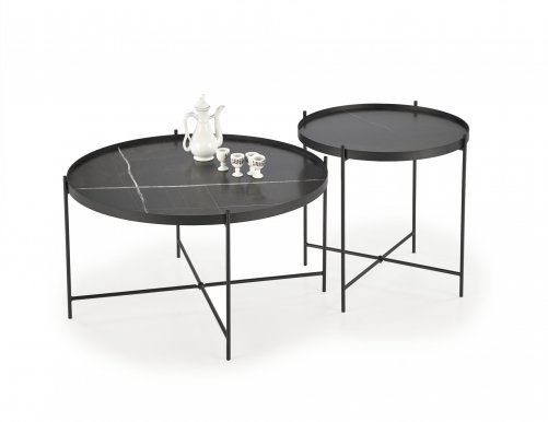 JULIETA Coffee table set black marmor / black