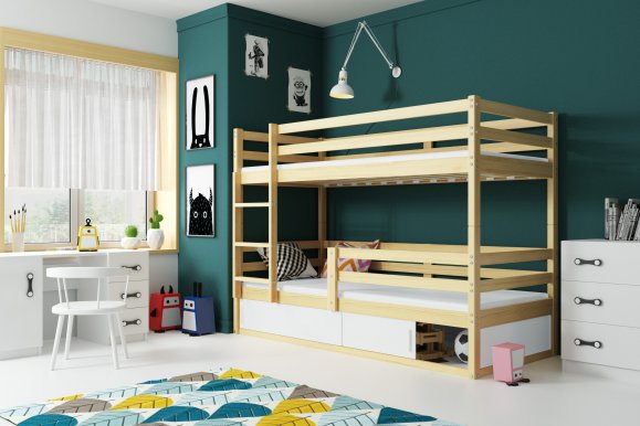 Erik-1 Bunk bed with mattress 190x80 pine