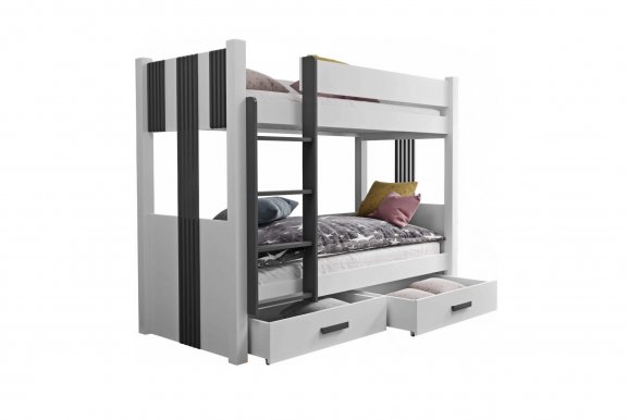 ARTEN Bunk bed with mattress White/graphite acrylic