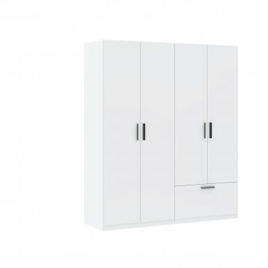INTERLIT SZF 4D1S Kleiderschrank mit 4 Türen und 1 Schublade,weiß matt