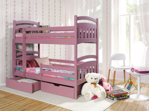 JAKUB II Bunk bed with mattress Pink