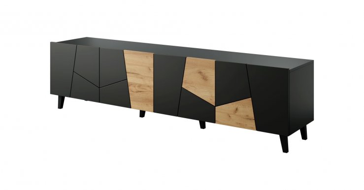 ETNA- RTV 200 TV cabinet Black mat/oak craft