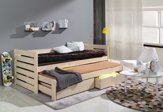 TOMASZ Bed with mattress Pine 