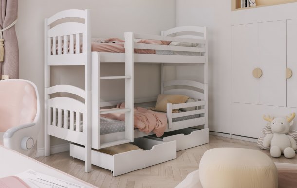 JAKUB Etagenbett Stockbett mit Schubladen für 2 Kinder Weiß