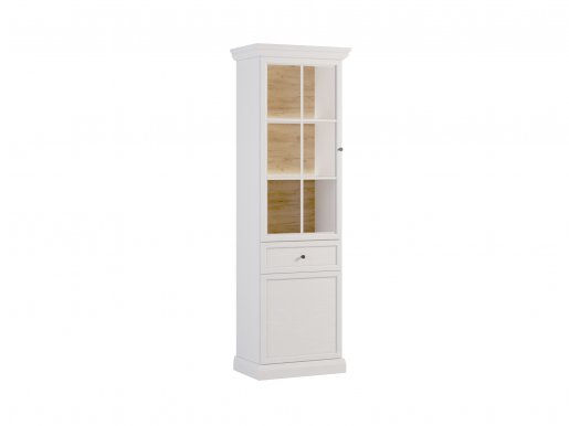 Lucca- W2D1S Glass-fronted cabinet with lighting with 1 drawer and 2 doors