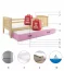 Cubus 2 Kinderbett 200x90 cm mit 2 Matratzen,Kiefer/Rosa